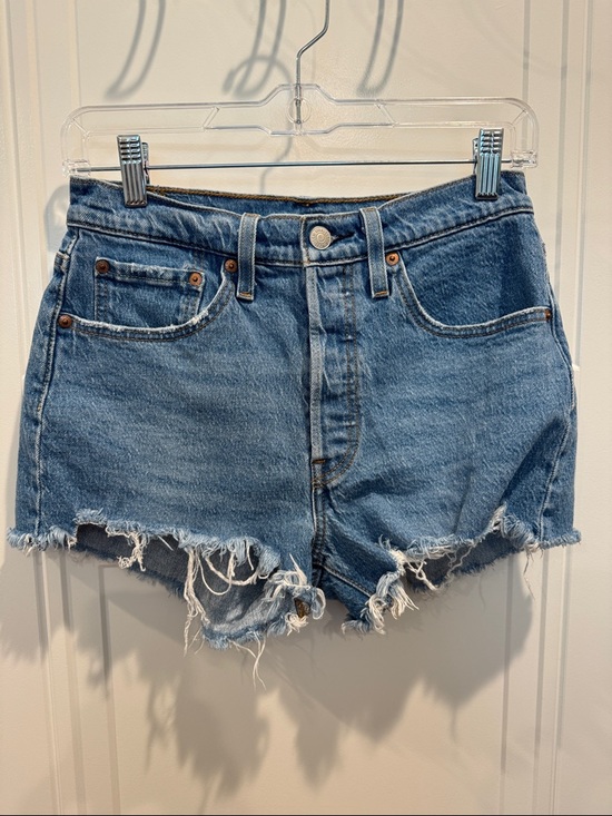 Levi's Pants - Levi's Medium Blue Frayed Denim Cutoff Shorts